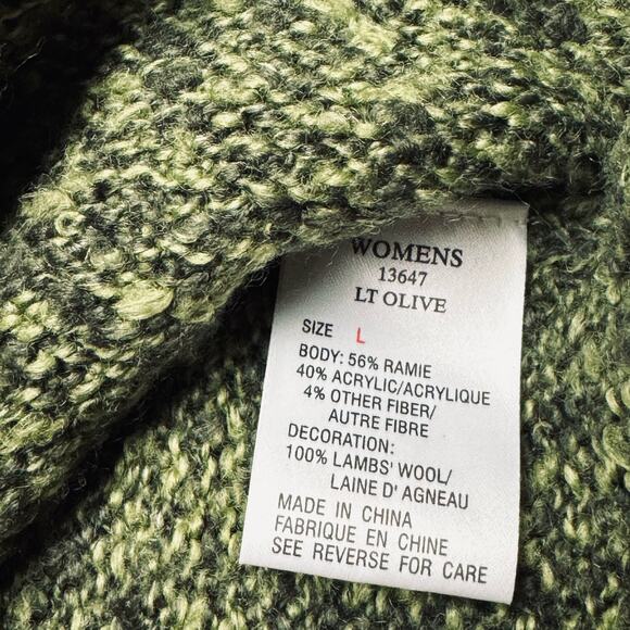 Woolrich Olive Green Rami Wool Blend 1/4 Zip Sweater Woman’s  Size Large - Picture 9 of 10